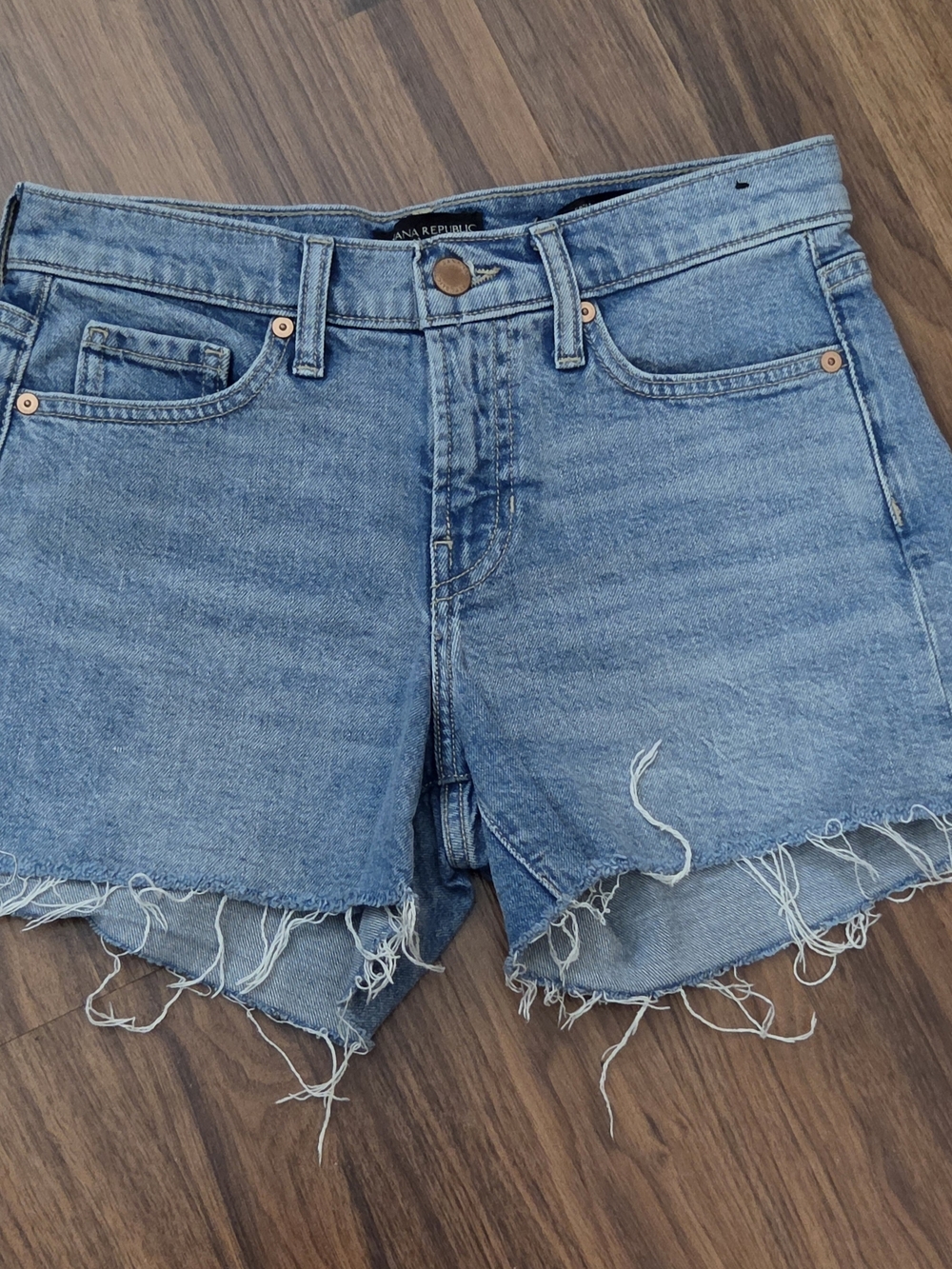 Banana Republic Mid Rise Light Blue Frayed Hem Denim Shorts